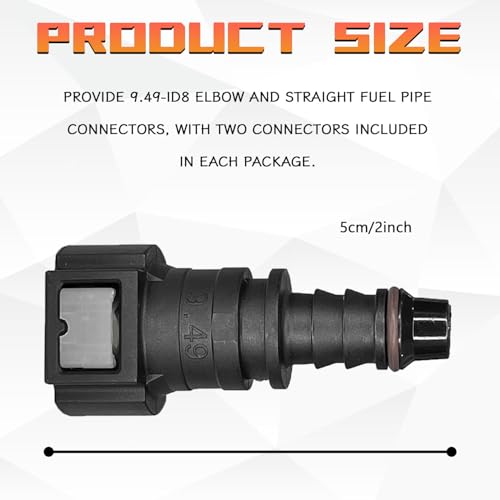 2PCS 90 Degree Fuel Line Quick Connector, 3/8 SAE to 5/16 Nylon Tubing Fuel Line Connector, High Pressure Quick Release Push-On Plugs Fuel Line Repair Kit Compatible with Most Vehicles（Straight） - size: Straight