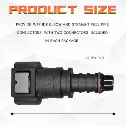 2PCS 90 Degree Fuel Line Quick Connector, 3/8 SAE to 5/16 Nylon Tubing Fuel Line Connector, High Pressure Quick Release Push-On Plugs Fuel Line Repair Kit Compatible with Most Vehicles（Straight） - size: Straight
