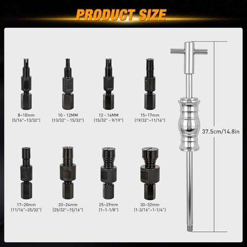 GOOACC 9PCS Blind Inner Bearing Puller Set, Slide Hammer with Expandable Collets 8-32MM Blind Hole Collet Bearing Slide Hammer Puller Set Internal Pilot Bearing Removal Tool for Axles Bearings, Red - color: 9pc Blind Inner Bearing Puller Red