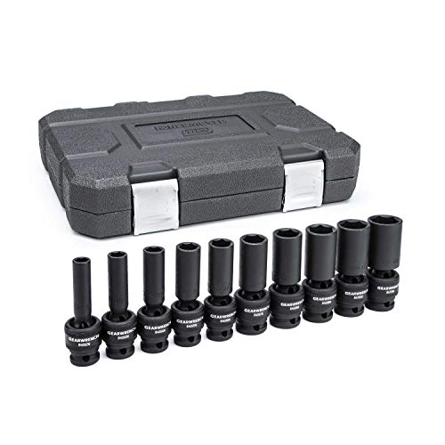 GEARWRENCH 10 Pc. 1/2" Drive 6 Pt. Deep Universal Impact Socket Set, SAE - 84943N