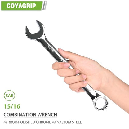 15/16 Wrench, Industrial Grade Spanner, Combination Wrenches SAE with 12-Point Box End, 15-Degree Offset, 15/16 Wrenches Chrome Vanadium Steel Mirror Polished - size: 15/16''