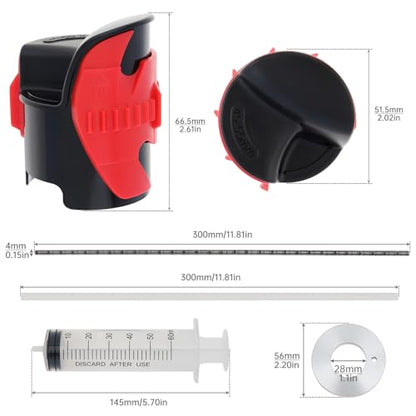 Windance Motorcycle Front Fork Repairing Tool Kit,Fork Seal Saver Cleaner Shock Repairing Absorber Tool 45mm-55mm + Fork Suspension Oil Level Measurement Gauge Oil Syringe Tool (Red)