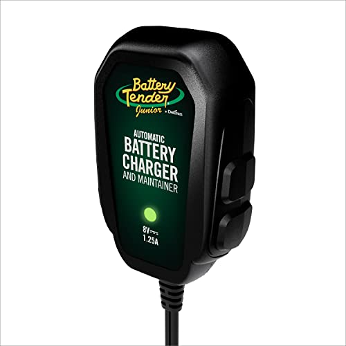 Battery Tender Junior 8V, 1.25 AMP Car Battery Charger and Maintainer: Fully Automatic 8V Automotive Battery Charger for Cars, Motorcycles, ATVs - 022-0197