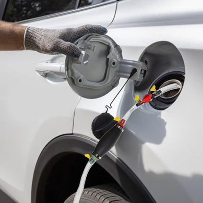 Gas Siphon Kit Hand Pump with Rubber Hose and Iron Switch for Extracting Gasoline and Oil in Emergency Situations, Portable Gasoline Transfer Pump for Car Use,