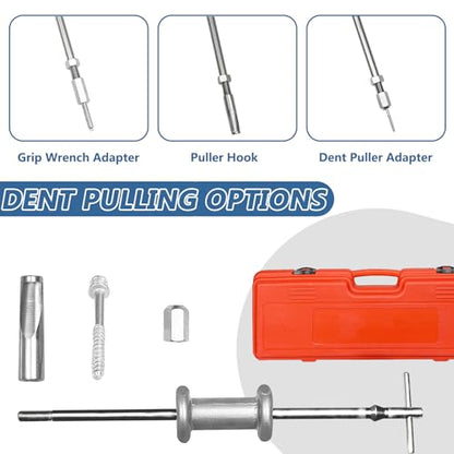 9-Way Slide Hammer Puller Set, Front Wheel Hub Bearing Remover & Rear Wheel Axle Hub Dent Shaft Puller Tool Kit Wheel Bearing Removal Tool - color: Red