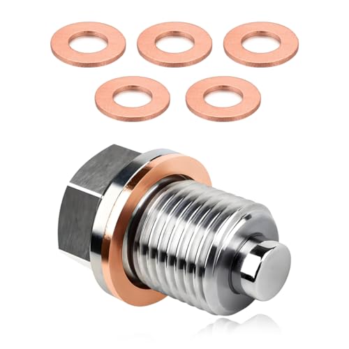 Wevdn Magnetic Oil Drain Plug, Aluminum M16×1.5 Sump Drain Nut Bolt with 5 PCS Copper Crush Washer, Universal Oil Drain Plug Replacement for Most Cars Motorcycles, Car Accessories - color: M16×1.5