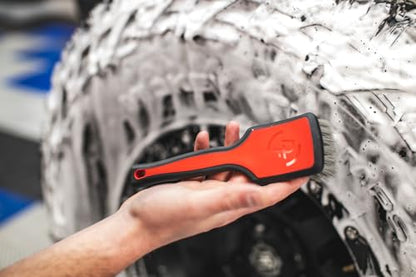Detail Factory - ProGrip Tire Brush - Ergonomic ProGrip Handle, Stiff Synthetic Bristles, Ergonomic Design, Clean Your Tires with Ease - Red - color: Red, size: Standard