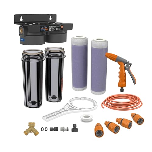 DI Spot-Free Car Wash Rinse Plus, Deionized System for Spotless Washing Dual Resin Filters, Complete Kit with Hose, Nozzle and Quick Connects, Prevent Water Spots on RVs and Windows - size: Deluxe with Hose