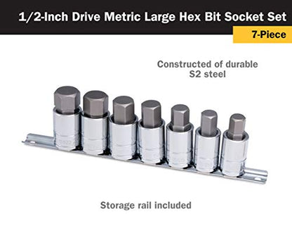 Titan 16157 Metric Large Hex Bit Socket Set, 7 Piece - size: 1/2-Inch Dr. Metric 7-Piece
