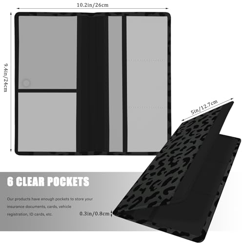 Car Registration and Insurance Holder, with Magnetic Closure for License, Cards and Documents, All Vehicle Needs and Car Accessories (Leopard-Black) - color: Leopard-Black