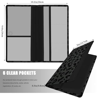 Car Registration and Insurance Holder, with Magnetic Closure for License, Cards and Documents, All Vehicle Needs and Car Accessories (Leopard-Black) - color: Leopard-Black