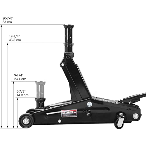 Torin AT83006B Hydraulic Trolley Service/Floor Jack with Extra Saddle (Fits: SUVs and Extended Height Trucks): 3 Ton (6,000 lb) Capacity, Black - size: 3 Ton (6,000 LBs)
