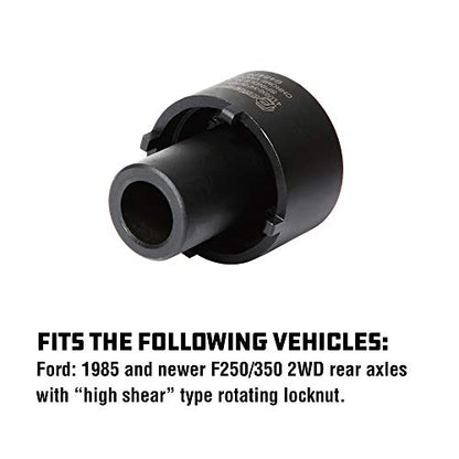 Powerbuilt Spindle Nut Socket, 4 Lug, 2-3/4-inch Outer, Ford, Easy Removal of Spindle Nuts, 2WD Rear Axles, Rotating Locknut - 648476, Black - style: 4-Lug, 2-3/4" Outer