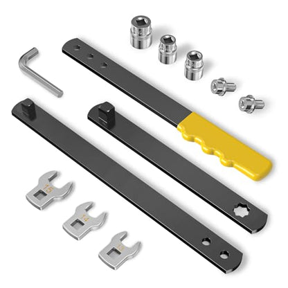 11PCS Universal Serpentine Belt Tool Kit, 3 Sockets (15,16,18mm) & 3 Die Wrench (13,14,15mm), Tensioner Wrench & Belt Removal Tool for Auto Repair, Maintenance & Pulley Release