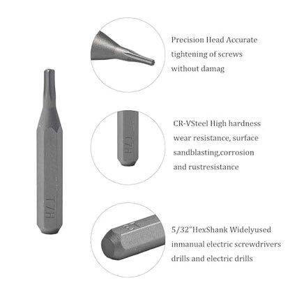 10Pcs Torx Head Screwdriver Bit Set, S2 Steel Magnetic Star Bits, 5/32" Hex Shank, Tamper Resistant, Impact Grade for Drill, Power Driver, Electronics, Home & Automotive Repair(T7) - size: T7