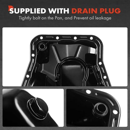 A-Premium Engine Oil Pan Sump with Drain Plug Compatible with Subaru Outback/Legacy 2006-2009, Forester 2006-2013, Impreza 2006-2014, WRX 2012-2016, WRX STI 2013-2020 & Saab 9-2X 2006, H4 2.5L Gas - style: Oil Pan Only