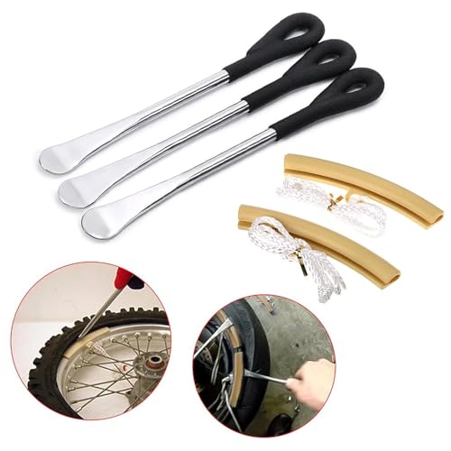 Sumnacon Tire Levers Spoon Set, Durable Heavy Duty Motorcycle Bike Car Tire Irons Tool Kit with Hanging Hole,3 Pcs Tire Changing Spoon + 2 Pcs Rim Protector