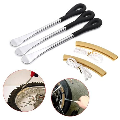 Sumnacon Tire Levers Spoon Set, Durable Heavy Duty Motorcycle Bike Car Tire Irons Tool Kit with Hanging Hole,3 Pcs Tire Changing Spoon + 2 Pcs Rim Protector