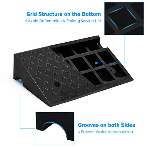 2PCS Rubber Car Curb Ramps, Portable Lightweight Threshold Ramp Set Heavy Duty Loading Ramp Slope Motorcycle Pad for Driveway, Sidewalk, Loading Dock (5" Rise) Black