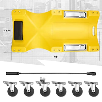 Auto Dynasty 40 Inches Mechanic Creeper, Automotive Garage Repair Low Profile Under Car Rolling Creeper with LED Light and Padded Headrest, Plastic, Yellow - color: Yellow, size: 40" L (w/LED Light)