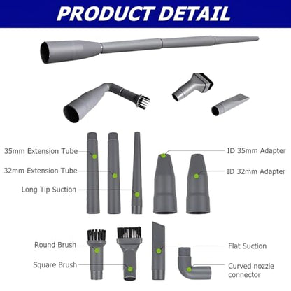 9 Pcs Micro Cleaning Nozzle Kit, 1-1/4" and 1-3/8" Detailed Cleaning Vacuum Attachment Compatible with Compact Wet Dry Shop Vacuum for Home/Office/Vehicle