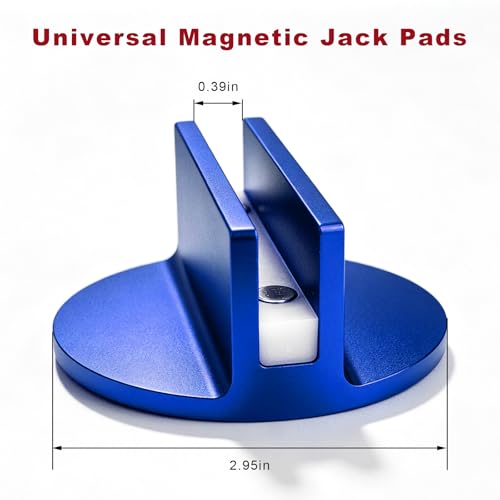 Universal Magnetic Jack Pad, 0.39" Width Slotted Jack Puck Pinch Weld Frame Rail Adapter Pad, Heavy Duty Aluminum Grooved Jacks Lift Pads Automotive Repair Accessories (Blue) - color: Blue