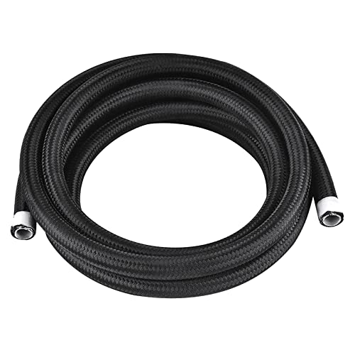 6AN 10FT PTFE E85 Fuel Line Hose, E85 Nylon Braided Fuel Hose Compatible with all Automotive Fuels, Lubricants, and Coolant (ID 5/16 Inch) - Black - color: Black, size: 6AN-10FT
