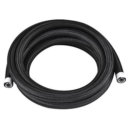 6AN 10FT PTFE E85 Fuel Line Hose, E85 Nylon Braided Fuel Hose Compatible with all Automotive Fuels, Lubricants, and Coolant (ID 5/16 Inch) - Black - color: Black, size: 6AN-10FT
