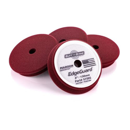 Buff and Shine - EdgeGuard Foam Buffing Pads - Maroon - 5" Medium Cut Pad - Pack of 4 - color: Maroon, size: 5" (4 Pack)