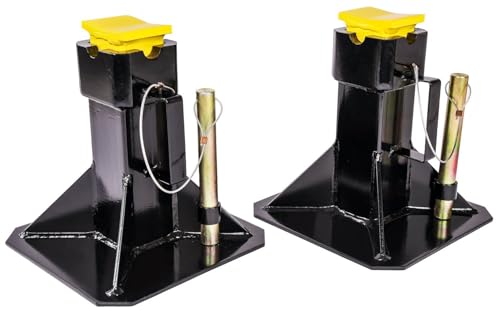 JEGS Jack Stands | 22-Ton Per Pair/Per Axle Capacity | Adjustable Height from 11 1/2in. to 19 5/16in. Inches | Base: 19 in. x 19 in. | Pad: 2 1/4 in. x 3 13/32 in | 37 1/2 lbs. Each | 2 Per Package