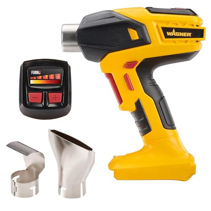 Wagner SprayTech 2467225 FURNO 550 18V Variable Temp Cordless Crafts, Wire Shrinking, Defrosting Pipes, with 2 Nozzles – Bare Tool Heat Gun, Yellow - size: FURNO 550 Cordless (Bare Tool)