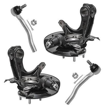 Detroit Axle - Front 4pc Steering Knuckles Kit for 13-16 Honda Accord, 2 Steering Knuckles & Wheel Bearing Hubs 2 Outer Tie Rod Ends 2013 2014 2015 2016 Replacement - size: 4SU50433/Kit