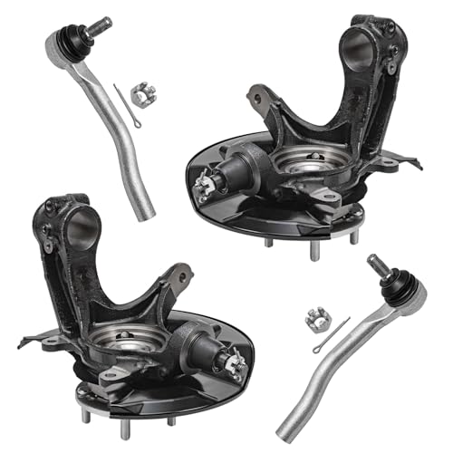 Detroit Axle - Front 4pc Steering Knuckles Kit for 13-16 Honda Accord, 2 Steering Knuckles & Wheel Bearing Hubs 2 Outer Tie Rod Ends 2013 2014 2015 2016 Replacement - size: 4SU50433/Kit