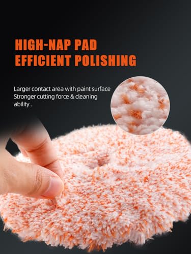Buffing Polishing Pads, SPTA 3 Inch 80mm Body Repair Polishing Pad Set Made for 3 Inch Backing Plate, 6 Pcs Buffing Pads with Sponge, Wool and Micro-Fiber Pad Set (5 Inch (125mm) Sets) - size: 5 Inch (125mm) Sets