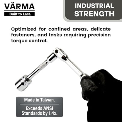 1/4-Inch Drive Breaker Bar, 8-Inch Length – Heavy Duty CR-MO Drive Head & 12mm Thick Shaft – High Torque Flex Head Tool for Bicycle, Motorcycle & Small Engine Repair – Exceeds ANSI Standards - size: 1/4" Drive x 8"