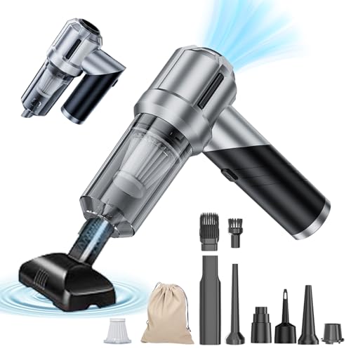 houscly Portable Cordless Foldable 20000PA High Power Mini Vacuum Cleaner, 4-in-1 Compressed Duster & Air Blower & Pump, Hand Held Vacuum, Brushless Motor, for Car, Home, Office, Pet, Camping - color: Black