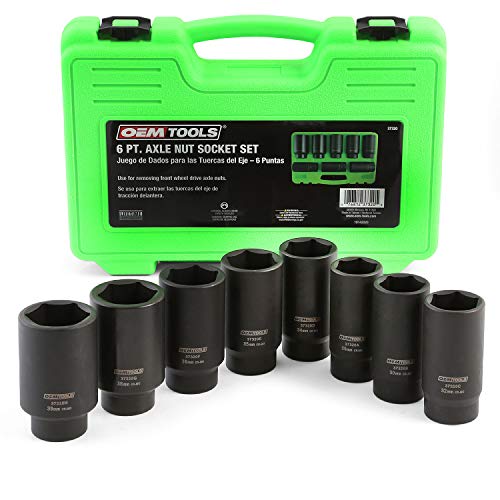 OEMTOOLS 37320 Axle Nut Socket Set, 6-Pt 1/2 Impact Socket Set, 8Pc Metric 1/2 Socket Set, Impact Socket Set 1/2 Drive for Axle Nuts, Impact Sockets 29mm to 39mm, Socket Sets Storage Case - style: 6 Point