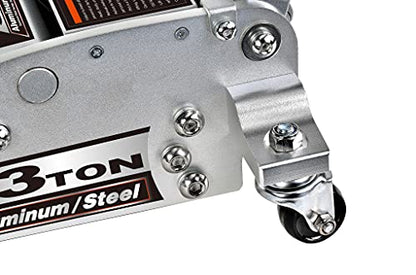 Power Zone 3 Ton Dual Pump Quick Lift Aluminum and Steel Hydraulic Racing Jack, Lift Range: 3-7/8” to 18-3/8”, 680044
