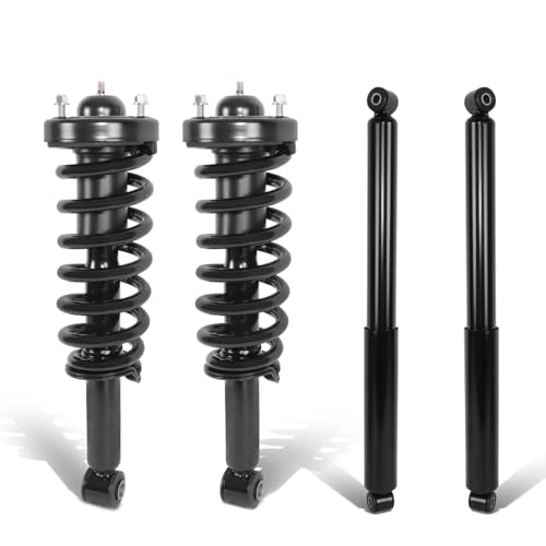 Auto Dynasty Pair of Front Coil Spring Shock Strut Mount Assembly and Rear Struts Shock Absorber Compatible with Ford F150 Lincoln Mark LT RWD 2004-2014, Matte Black Powdercoat