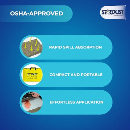 Stardust Spill Products Universal Spill Kit, OSHA Compliant, 12-Pack | for Vehicles, Industrial, & Restaurant Use, Emergency Response Chemical, Water, & Bodily Fluid Cleanup, Solution - size: 12 Pack