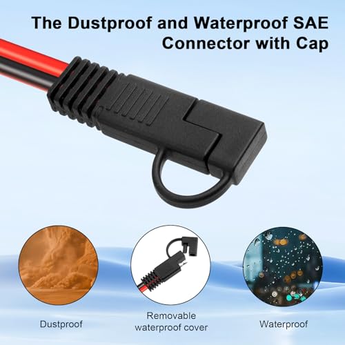 SAE Extension Cable 30FT–Heavy Duty 10AWG Tinned Copper Wire with SAE Battery Cable Terminal Connectors for Automotive, RV, Marine, and Solar Applications. - size: 30 FT