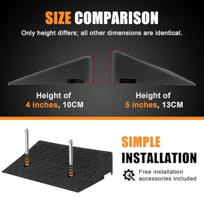 5" Curb Ramp - PLSER Rubber Curb Ramps Curb Ramps for Driveway 7700LBS/3.5T Capacity Vehicle Ramps for Motorcycle Car Bike Wheelchair,2PCS - size: 19.69"×11.81"×5"