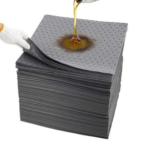 Heavy Duty Oil Absorbent Pads 15"x20" 200 Pcs Automotive Absorbent Pads | Absorbs Up to 13 oz per Oil Spill Pads Universal Leak Drip Garage Floor Oil Water Coolant Chemicals Workshop - color: 200 Pack, size: W15in,L20in