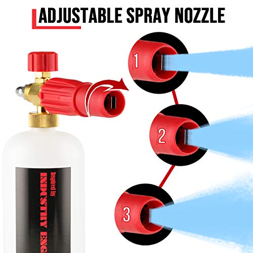 YAMATIC Heavy Duty Foam Cannon Professional Car Wash Pressure Washer Jet Wash 1/4" Quick Connect Adjustable Snow Foam Lance with 5 Nozzle Tips