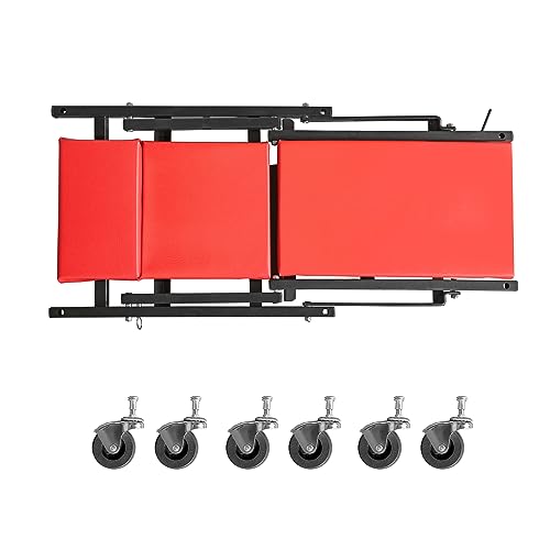 TCE 36" Rolling Foldable Automotive Creeper, 2-in-1 Garage Shop Creeper, Car Creeper,for Auto Repair, 300 Lbs Capacity, Red, TAM6505RU Torin