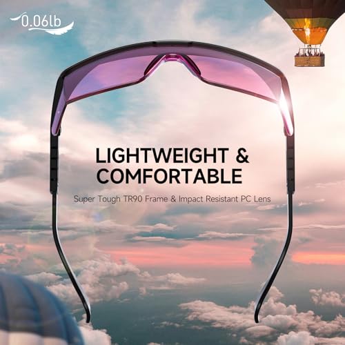 xaegistac Anti Fog Safety Glasses with Side Shields | UV400 Protective Eyewear,Impact Resistant Safety Goggles for Men Women - color: Purple Lens and Black Frame