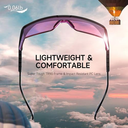 xaegistac Anti Fog Safety Glasses with Side Shields | UV400 Protective Eyewear,Impact Resistant Safety Goggles for Men Women - color: Purple Lens and Black Frame