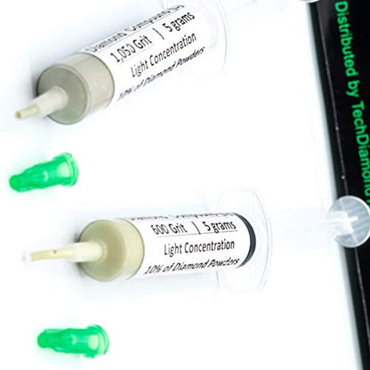 TechDiamondTools Kit of 3 Diamond Lapping Paste Polishing Compound USA Made 400 600 1050 Grit Lapping Compound for Rock Glass Metal Jewelry Resin Marble with 10% of Diamond Powder - style: Light 10% concentration