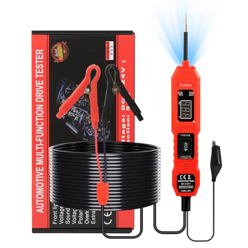 Power Circuit Probe Tester,6V/12V/24V DC Circuit Tester Automotive,Test Light,Fuse & Voltage Tester,Automotive Short Circuit Breake Finder Electrical Tools (Red) - color: Red