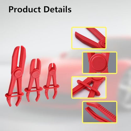 6 Pack Automotive Oil Pipe Cut-off Pliers, 255 mm/185 mm/155 mm Three Sizes with 0-65 mm Opening Range Hose Pinch Off Pliers Set for for Fuel, Coolant & Brake Lines